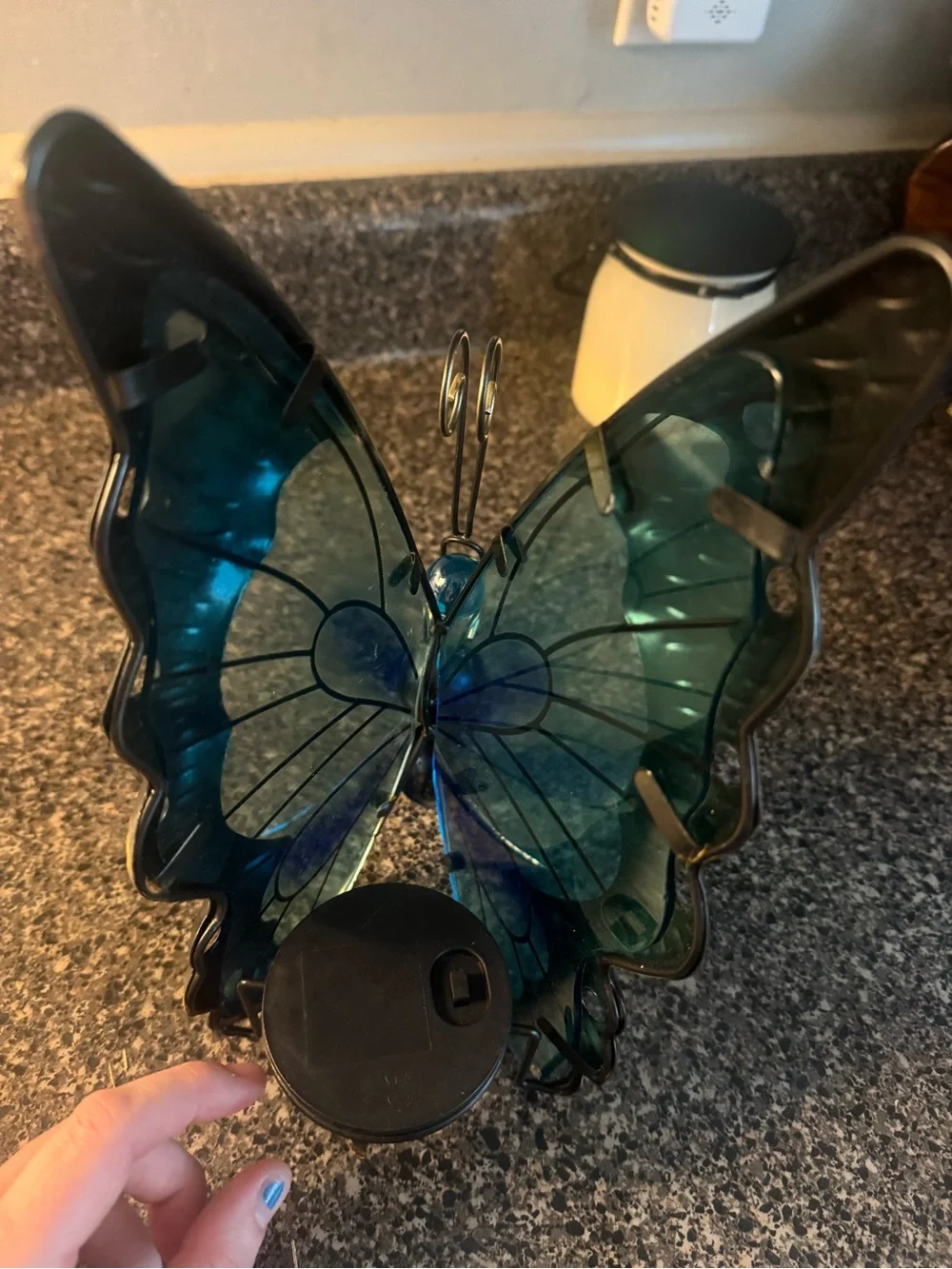Decorative Blue-Green Butterfly Home Art Figurine With Light- LIGHT DOES NOT WOR